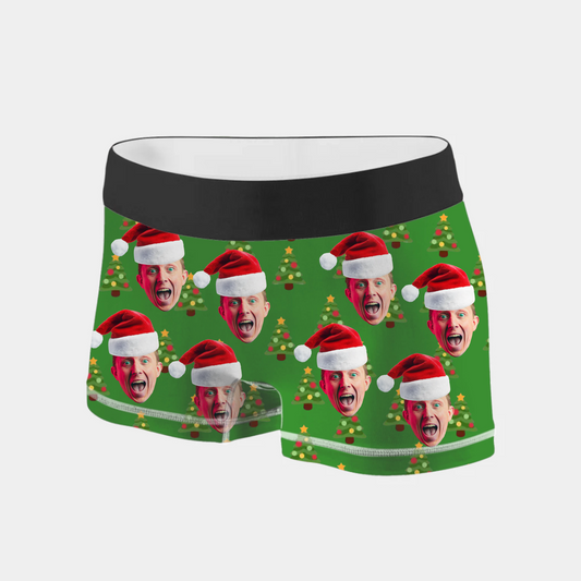 Gepersonaliseerde Kerst Onderbroek Met Foto en Kerstmuts